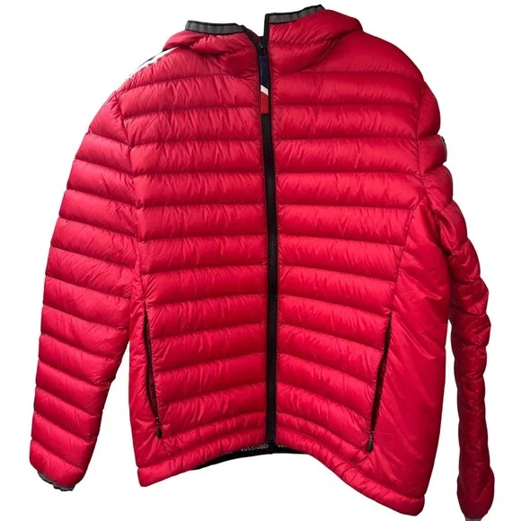 Rossignol Mens Coat 2X Red Duck Down Puffer Hooded‎ Jacket Ski Snowboard